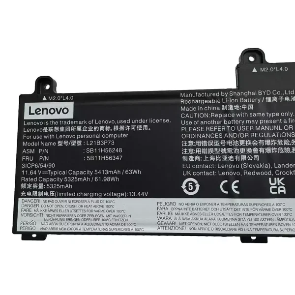 μπαταρία φορητού υπολογιστή LENOVO L21B3P73 SB10W52010 5B10W51909 - Image 3