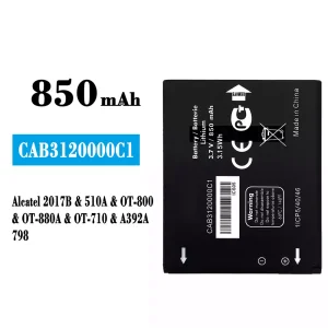μπαταρία τηλέφωνο CAB3120000C1 για Alcatel 2017B/510A/798/OT-800/OT-880A/OT-710/A392A