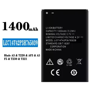 μπαταρία τηλέφωνο Li3714T42P3H765039 για ZTE Blade A3/T220/AF3/A5/F5/T230/T221
